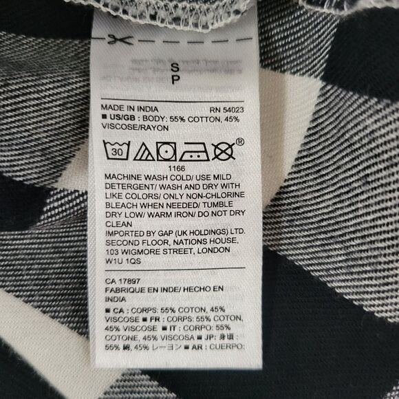 Gap Women's Black Buffalo Check Sleeveless Button-Down Shirt Dress - Picture 9 of 10